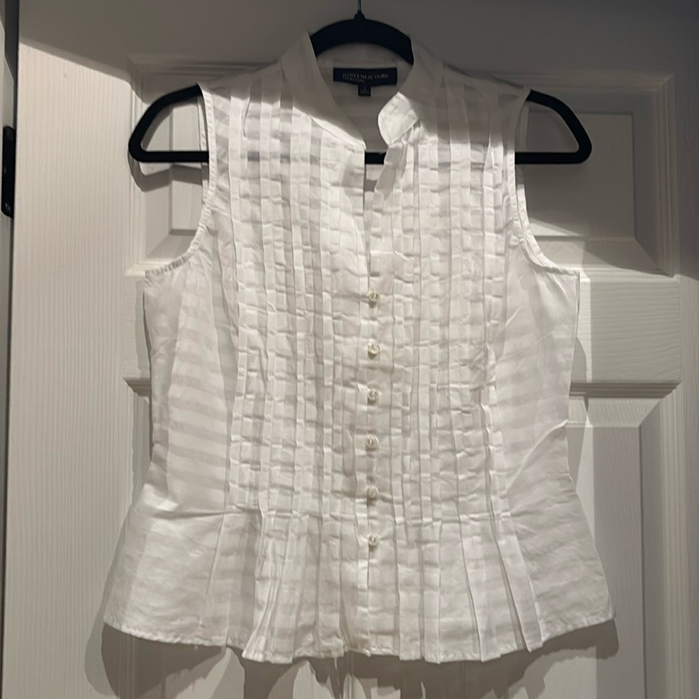 Jones NY signature 100% cotton peplum collared sleeveless short sz Small EUC